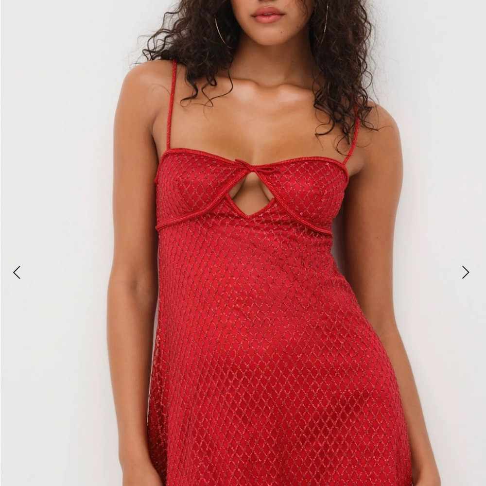 For Love and Lemons Glitter Slip Dress Red - Picture 2 of 3